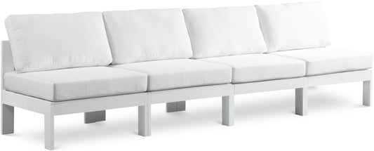 Nizuc - Outdoor Patio 4 Seat Armless Modular Sofa With White Frame