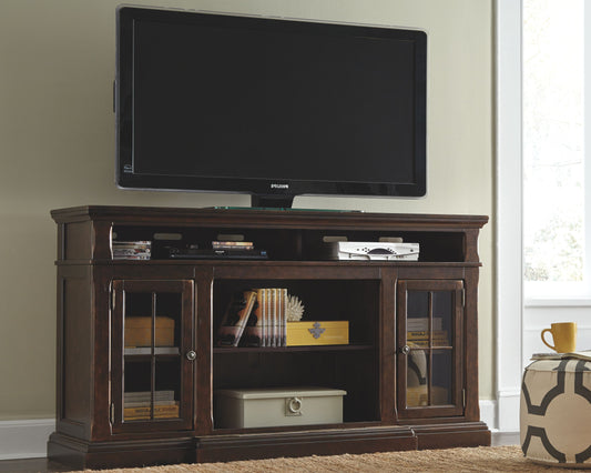 Roddinton - XL TV Stand w/Fireplace Option - Dark Brown