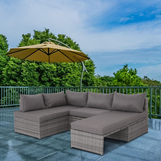 Patio Sofa With Cushions - Gray