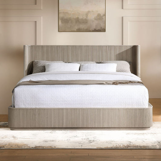 Leanna - Eastern King Bed - Light Oak