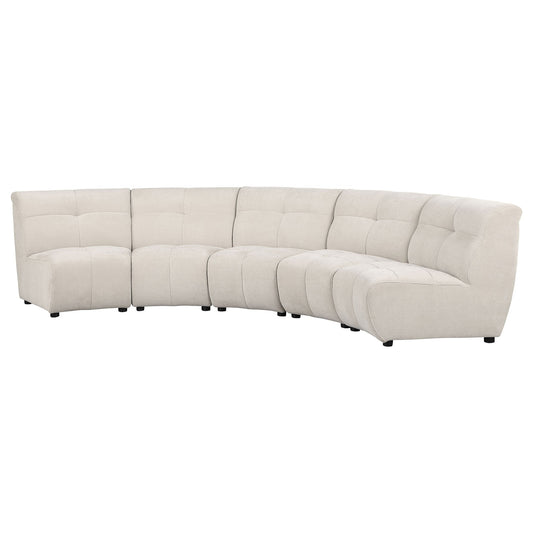 Oliver - 5 Piece Upholstered Sectional Sofa With Curved Silhouette - Ivory