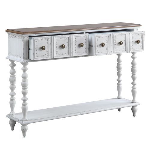 Bence - Console Table - Dark Charcoal & Antique White