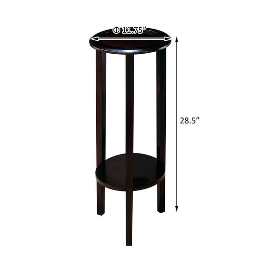 Round Accent Table With Open Shelf - Espresso