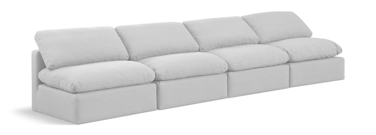 Indulge - Linen 4 Piece Modular Armless Sofa - White