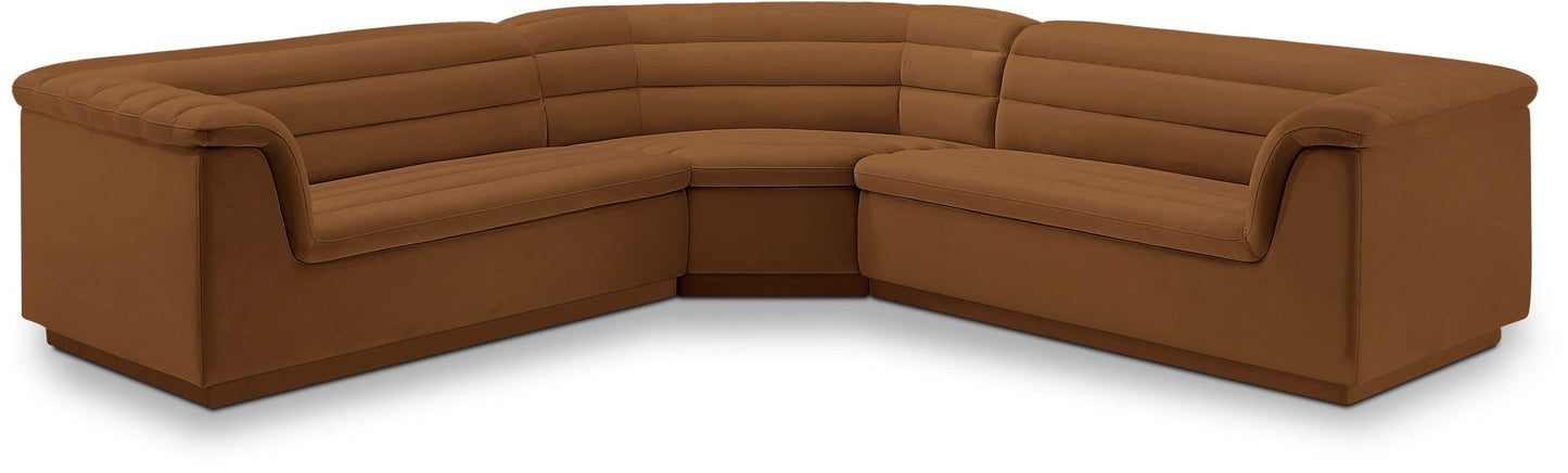 Cascade - Velvet Modular Sectional - Saddle