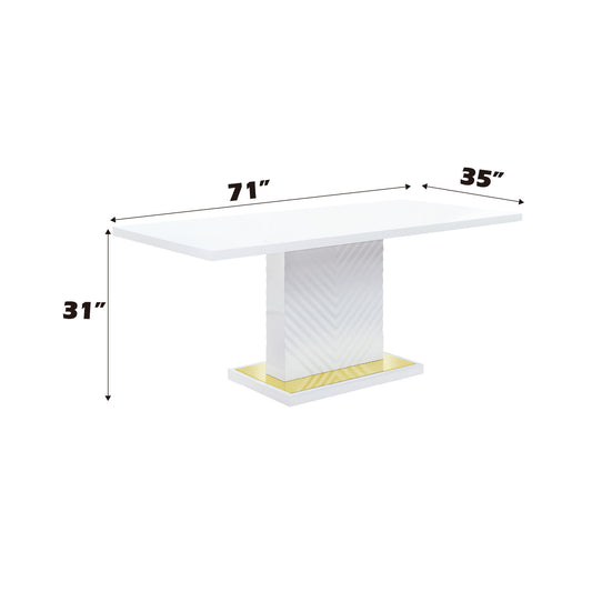 Gaines - High Gloss Dining Table With Pedestal Base