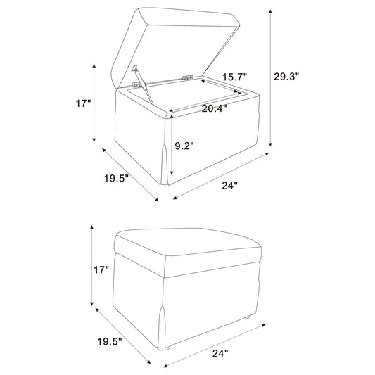 Merced - Upholstered Hydraulic Lift Top Storage Ottoman - Beige