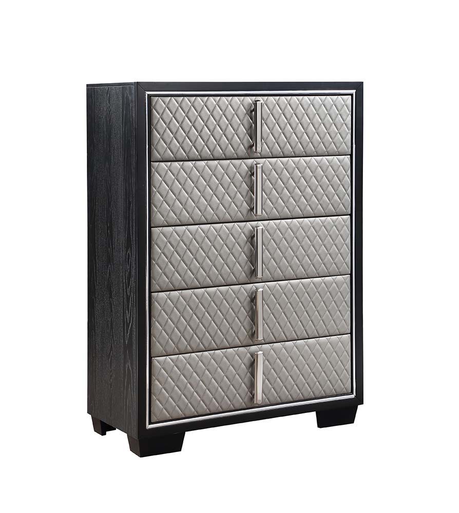 Nicola - Chest - Silver Synthetic Leather & Black