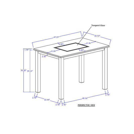 Dining Table Set With 4 Chairs, 5 Piece Set - Gray