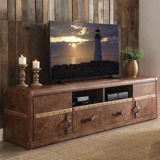 Aberdeen - TV Stand - Retro Brown Top Grain Leather