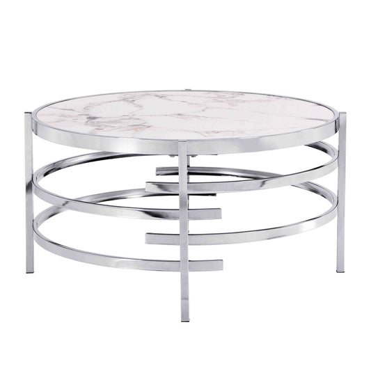 Round Table With Sintered Stone Top And Sturdy Metal Frame
