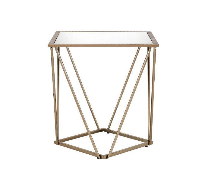Fogya - End Table - Mirrored & Champagne Gold