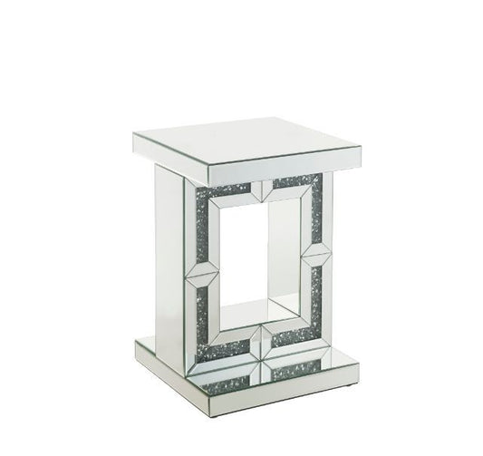 Noralie - 16" Accent Table - Mirrored & Faux Diamonds