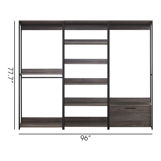 Monica - Walk-In Closet System With Modular Design - Rustic