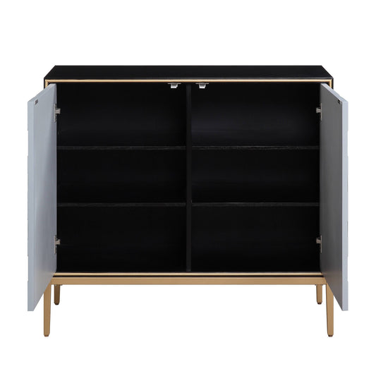 Quilla - Brass Console Cabinet - Black / Gery