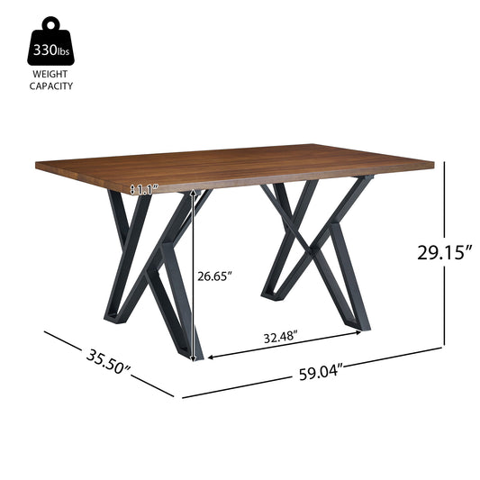 Industrial Style Indoor Dining Table With Metal Legs - Walnut / Black