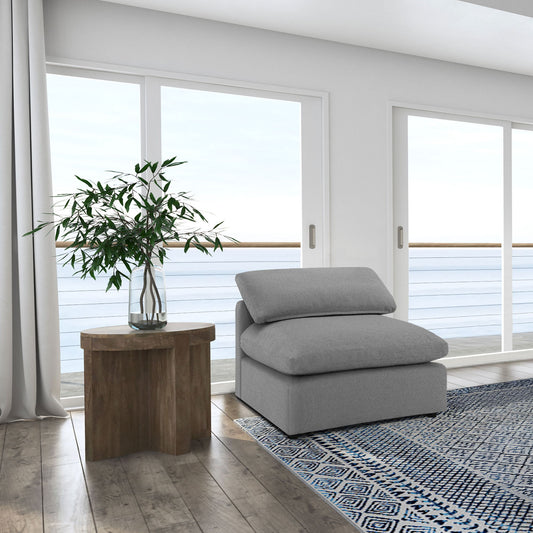 Segoura - Upholstered Armless Chair With Pillow Back, Living Room - Gray