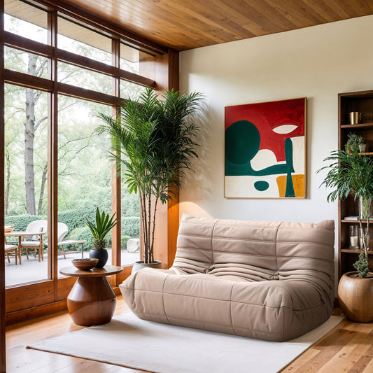 Relax - Vegan Leather 54.75" Upholstered Loveseat - Tan