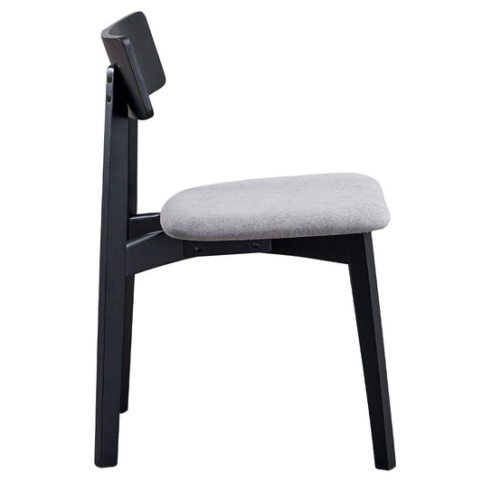 Real - Side Chair (Set of 2) - Gray Linen & Black