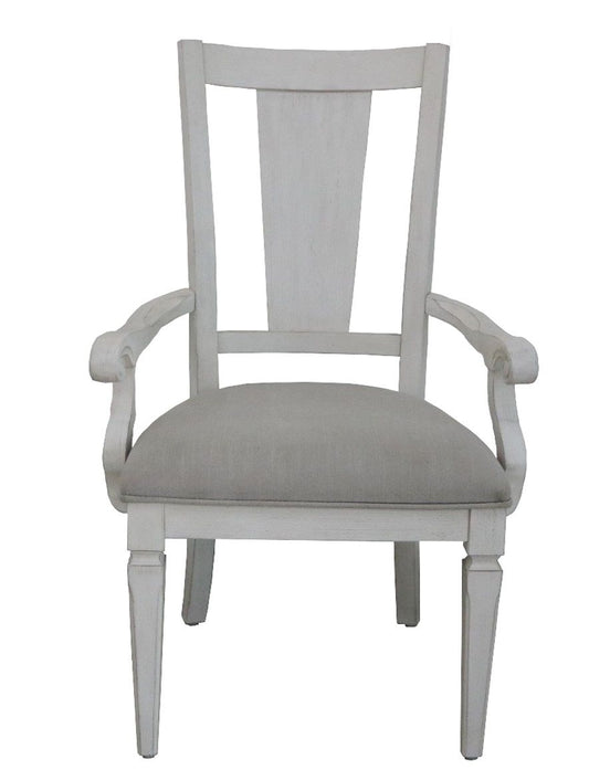 Katia - Arm Chair (Set of 2) - Light Gray Linen & Weathered White