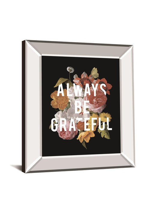 Floral Sentiment I Black By Wild Apple Portfolio - Mirror Framed Print Wall Art - Black