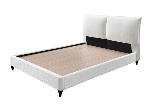 Jenn - Queen Upholstered Bed With Decking Board Set - White