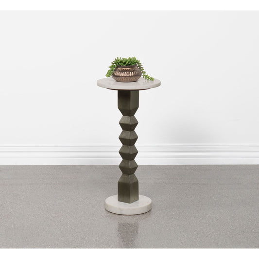 Selena - Round Side Table - White / Gray