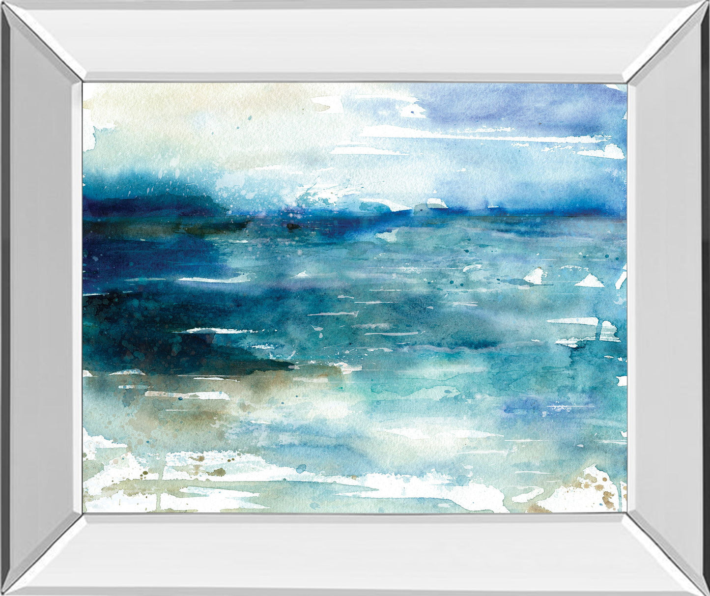 Ocean Break I By Carol Robinson - Mirror Framed Print Wall Art - Blue
