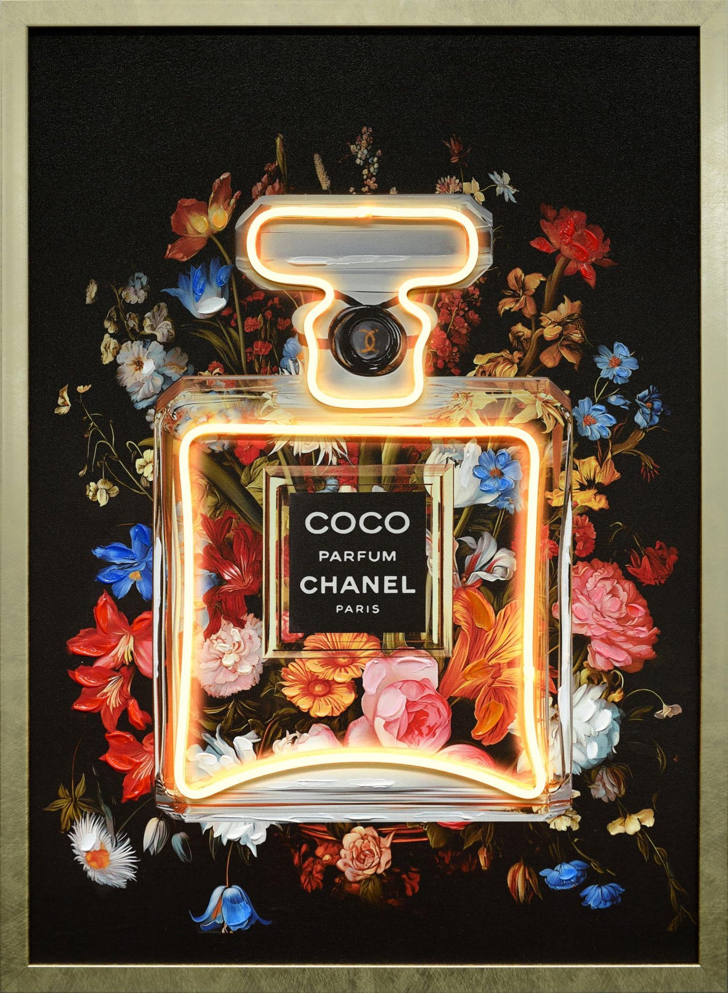 Neon Bloom Aura - 21" x 29" Framed Wall Art