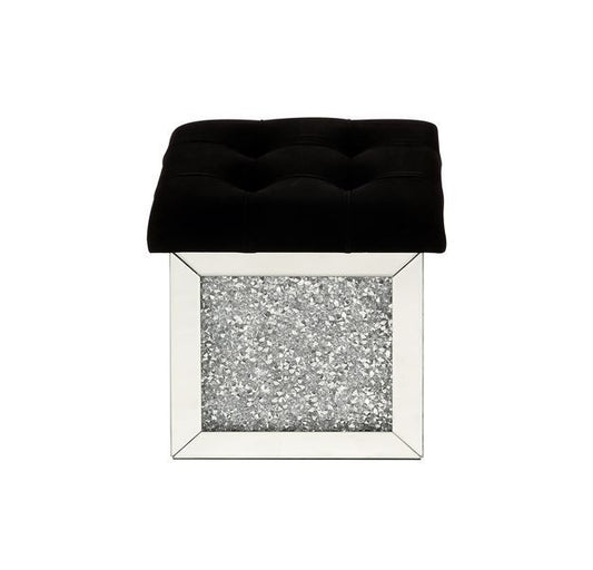 Noralie - 16" Ottoman With Storage - Mirrored & Faux Diamonds