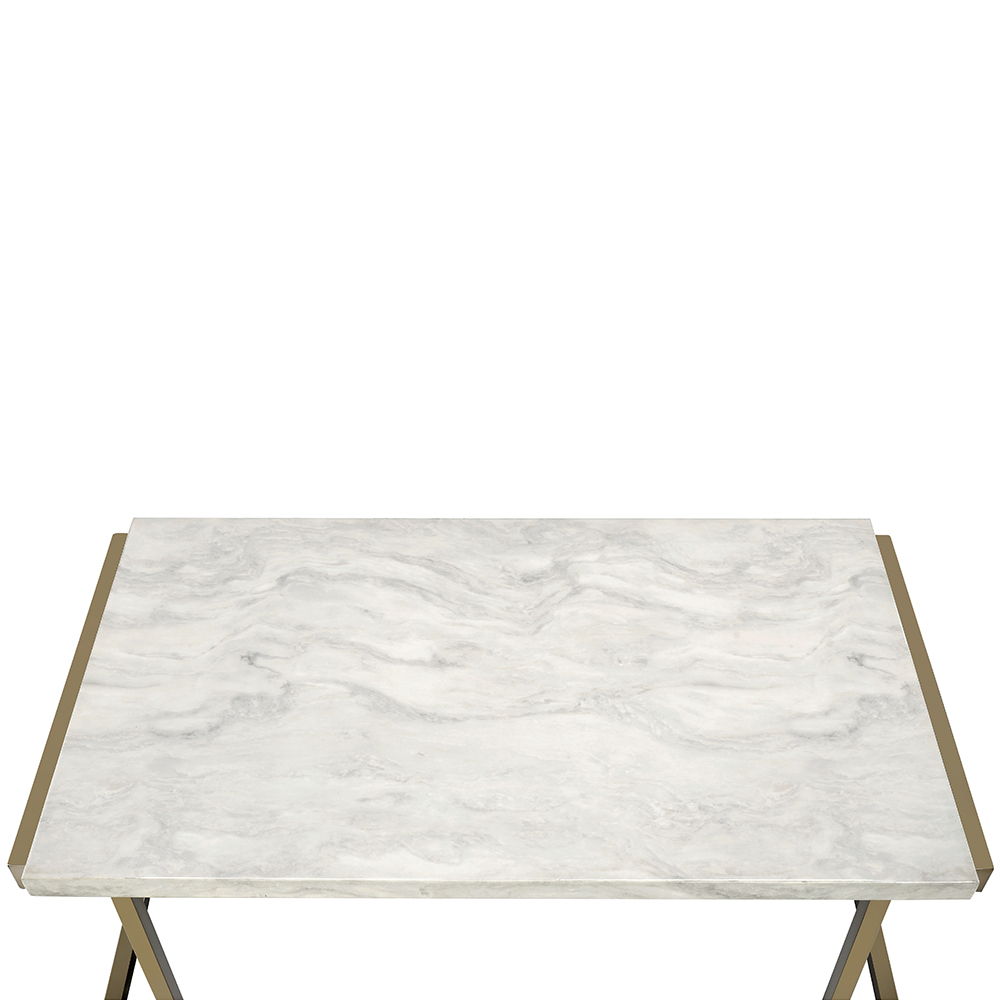 Boice II - Sofa Table - Faux Marble Top & Champagne