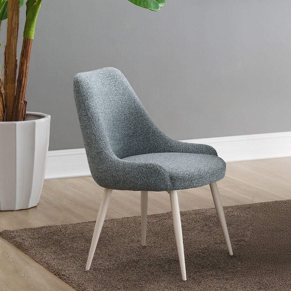 Laela - Side Chair (Set of 2) - Light Blue Boucle & White