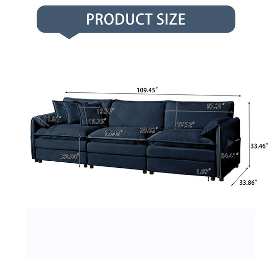 Modern Oversized Deep Seat Sectional Sofa With Pillows