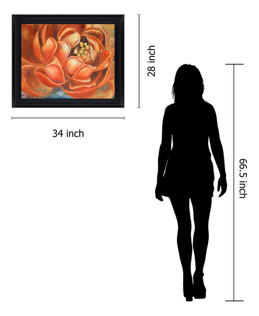 Amber Petal Radiance - 28" x 34" Framed Wall Art
