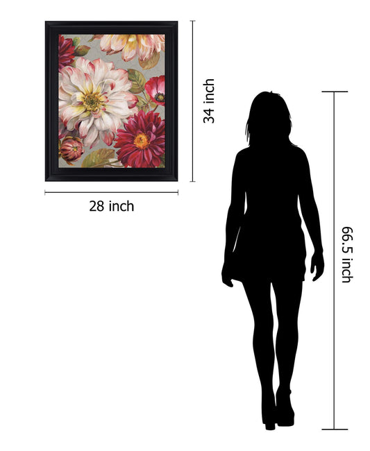 Crimson Dahlia Medley - 28" x 34" Framed Wall Art