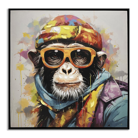 Groovy Prismatic Primate - 25" x 25" Framed Wall Art