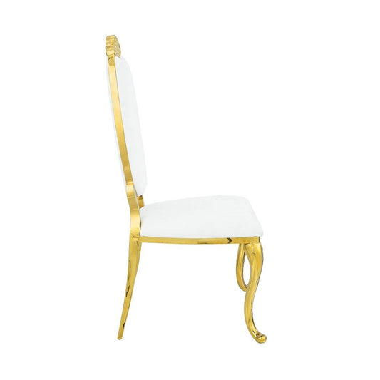 Fallon - Side Chair (Set of 2) - White Velvet & Mirrored Gold