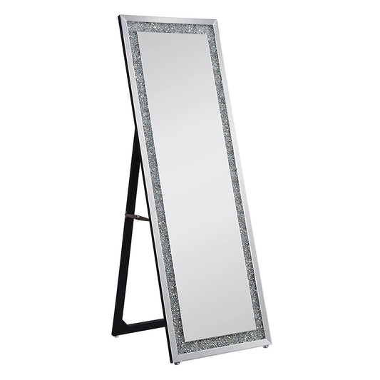 Noralie - 63" X 22" Floor Mirror - Mirrored & Faux Diamonds