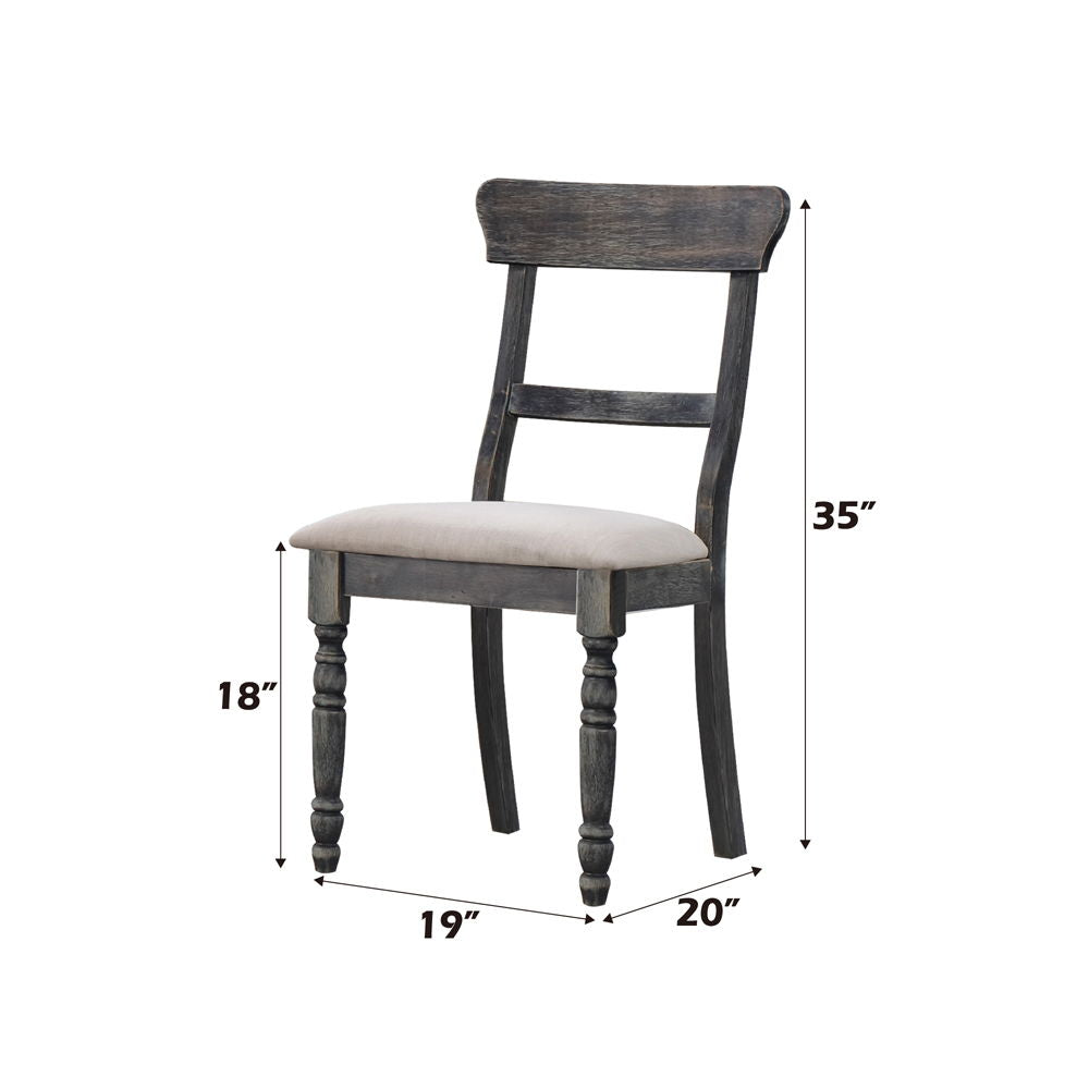 Leventis - Side Chair (Set of 2) - Light Brown Linen & Weathered Gray