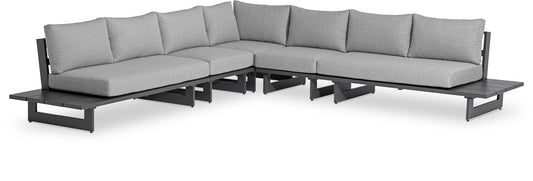 Maldives - 5 Piece Water Resistant Outdoor Patio Modular Sectional With Gray Base