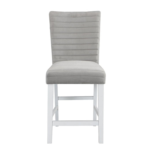 Elizaveta - Counter Height Chair (Set of 2) - Gray Velvet &White High Gloss