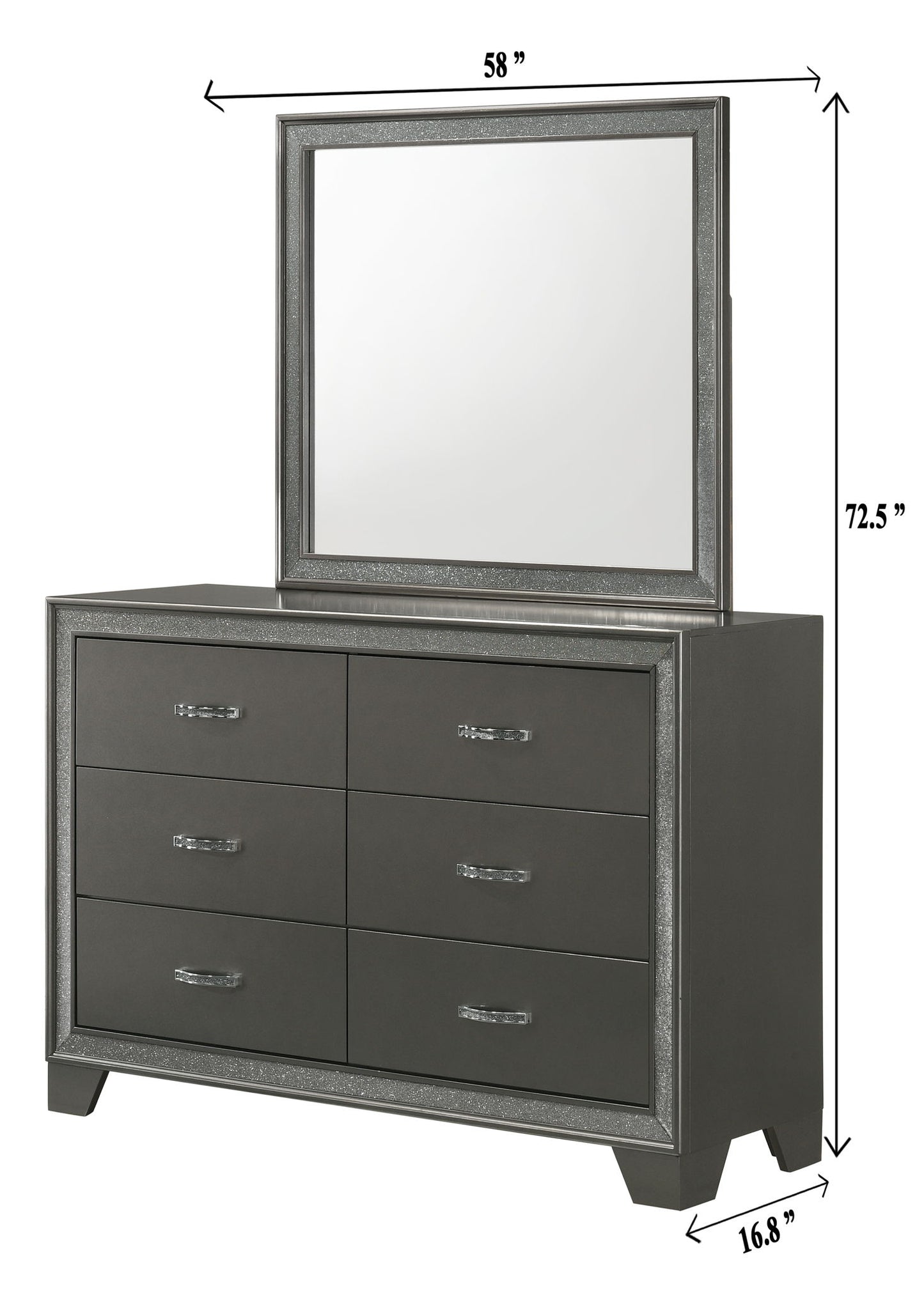 Kaia - Dresser & Mirror - Dark Gray