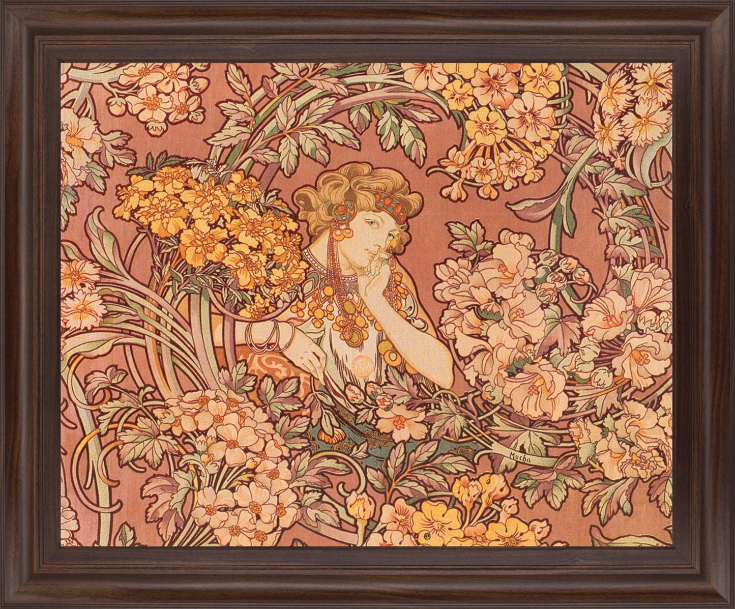 Whimsical Blossom Muse - 28" x 34" Framed Wall Art