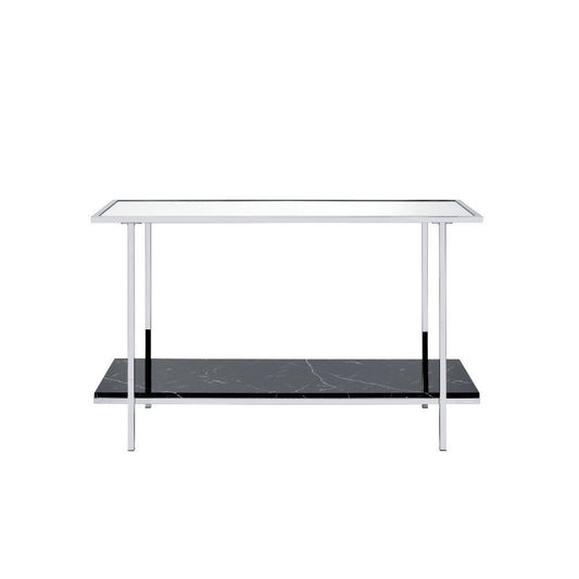 Angwin - Console Table - Mirrored, Faux Marble Top & Chrome