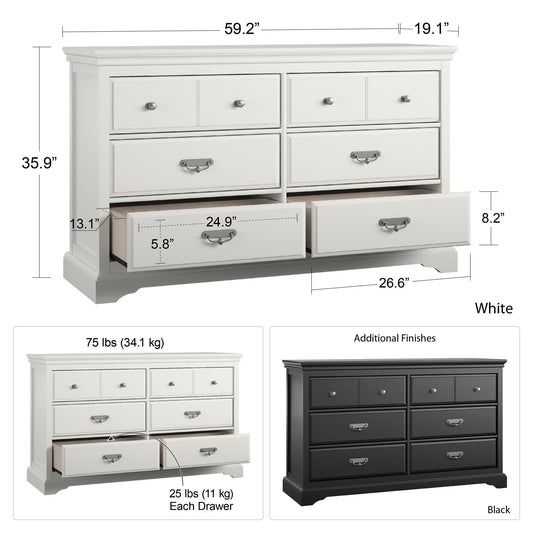 Bristol - 6 Drawer Dresser - Black