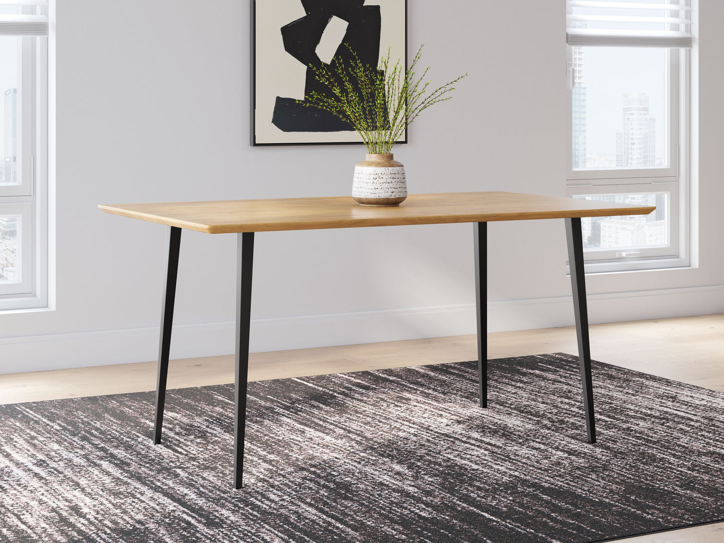 Gretlynn - Rectangular Dining Room Table - Black / Natural