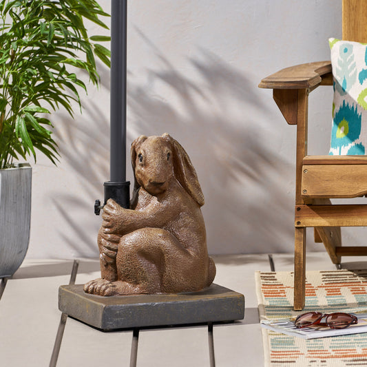 Hand Crafted Rabbit Umbrella Base With Playful Design - Light Brown
