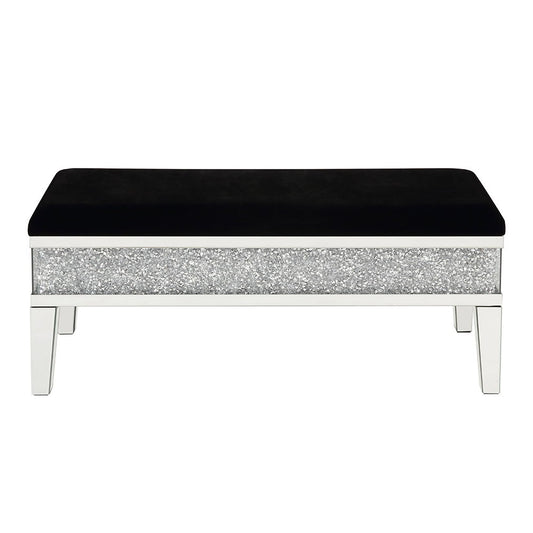 Noralie - 19" Bench With Storage - Mirrored & Faux Diamonds
