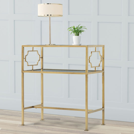 Grifton - Rectangular Glass Accent Table - Antique Gold