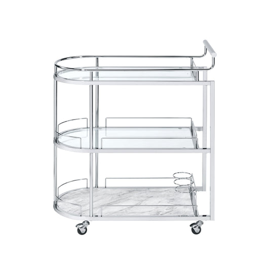 Inyo - Serving Cart - Clear Glass & Chrome